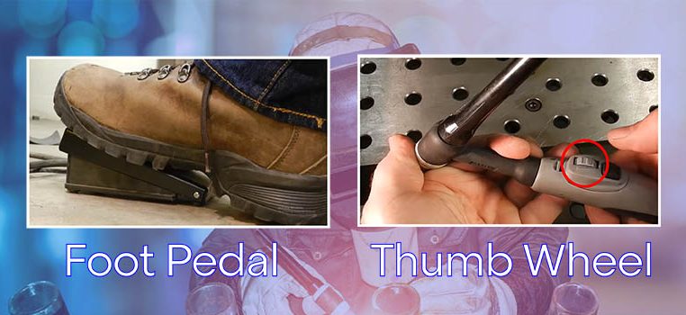 Foot pedal or thumb control